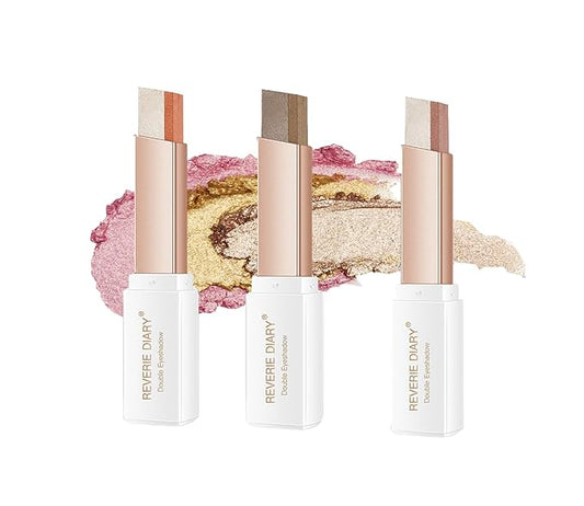 6 Colors Glitter Eyeshadow Stick,Double Colors Shimmer Eye Shadow Stick Gradient Eye Makeup (04,05,06