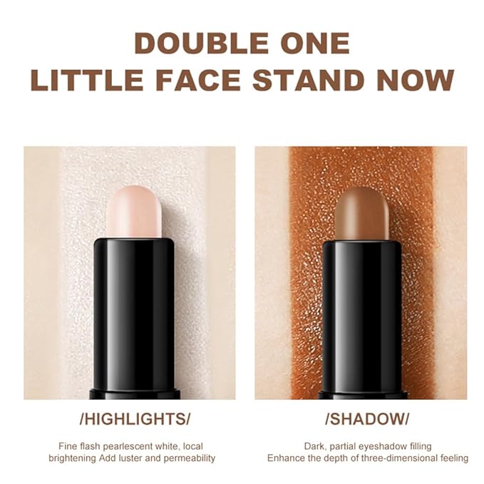 4 colours Highlight Contour Stick, 2 in 1 Makeup Shading Stick Waterproof Long Lasting nature Matte Face Concealer Highly Pigmented Concealer