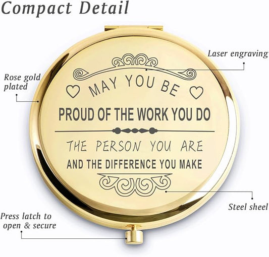 Personalized Gifts for Women Girls, Inspirational Compact Mirrors, 2025 Graduation Gifts for Her, Unique Mothers Day Birthday Gifts for Mom Sister Wife Daughter Niece, Friendship Gifts for Friends