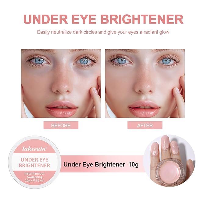Under Eye Brightener & Concealer - Hydrating Color Corrector for Dark Circles, Lightweight Undereye Brightening Cream with Hyaluronic Acid & Shea Butter, Smooth & Blendable (Light Rose, 1)