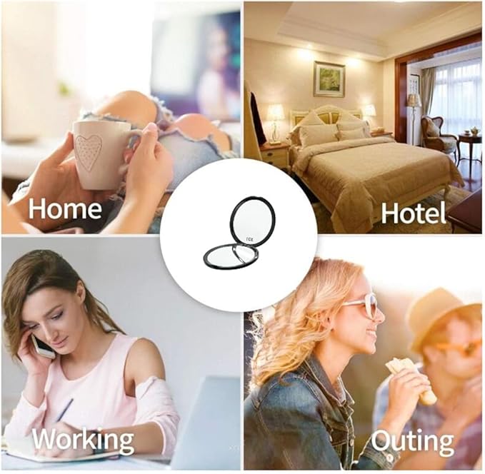 Magnifying Compact Mirror for Purse - 1x/10x Magnification Travel Makeup Mirror 4 inch Double-Sided Folding Mirror,Handheld Small Pocket Mirror for Gift,Travel Essentials