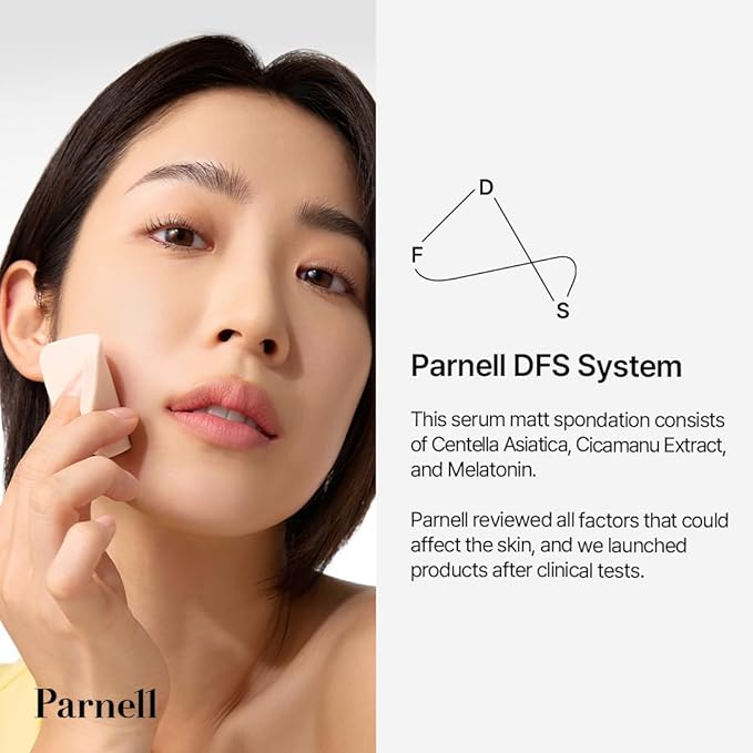 Parnell Cicamanu Matte Spondation (Powder Foundation with Sponge) 11g, #19 Porcelain | Lightweight Oil-Control | Matte Finish and Long-Lasting | Infused with Centella Asiatica | K-Beauty