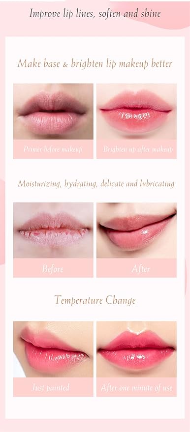 3Packs Hydrating Lip Oil Temperature Color Changing Lip Oil Plumping Lip Gloss Moisturizing Lip Oil Tinted for Lip Care and Dry Lip (#3)