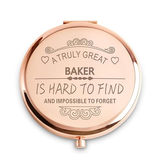 Baker Gifts for Women, Baker Appreciation Gifts, Personalized Compact Mirror for Retirement Leaving Going Away Farewell Goodbye