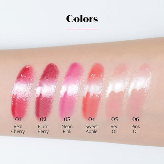 ETUDE Dear Darling Oil Tint #2 Plum Berry 4.2g | High Moisturizing and Strong Hydrating Lip Oil/Lip Gloss | Smooth and Moist Lips | Non-Sticky Lip Oil Tint For Dry Lips | K-beauty