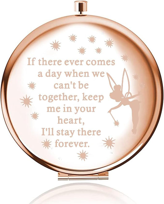 LQRI Faily Cartoon Tales Pocket Mirror Fairy Pixie Cartoon Fans Gifts Cartoon Movie Gift Makeup Mirror Inspiration Gift Friendship Gift (Rose Gold)