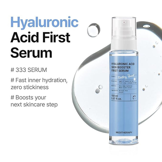 Meditherapy Hyaluronic Acid Serum XXL 150ml (5.07 fl.oz.) – Ultra Hydrating 333Serum for Glowing Skin, Face Moisturizer, Non-Sticky, Anti-Aging & Wrinkle Care, Korean Skin Care