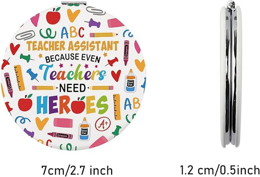 CHOORO Teaching Gifts Teacher Assistant Because Even Teachers Need Heroes Pocket Mirror Teacher Week Gifts (Teacher Assistant M)