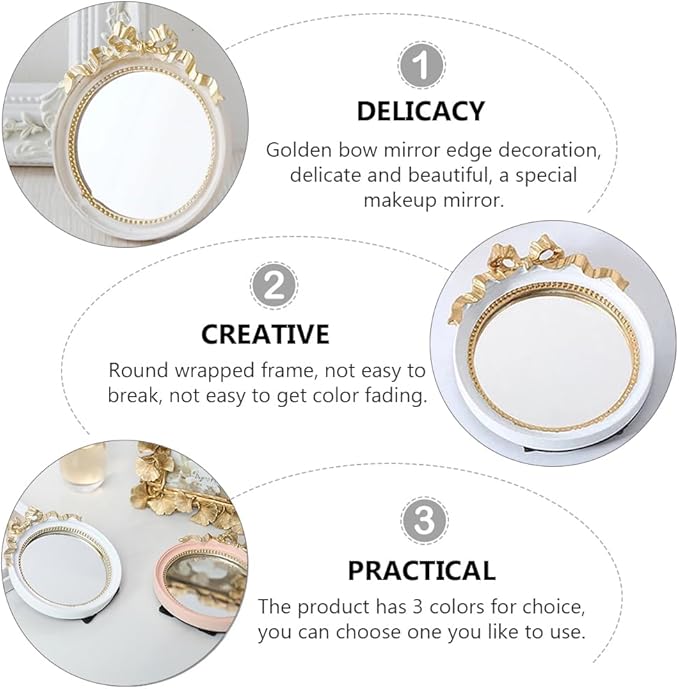 1pc European Style Single Side Mirror Resin Antique at White