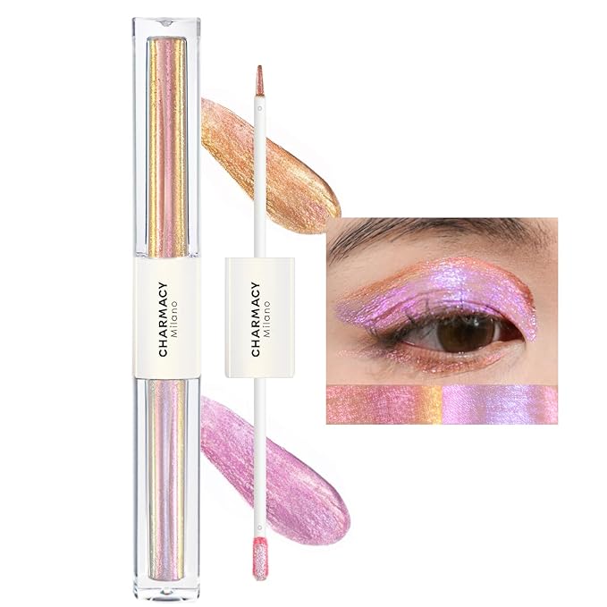 CHARMACY 2 in 1 Starlit Duochrome Liquid Eyeshadow, Glitter Sparkle Colorful Liquid Eyeliner, Quick Drying, High Pigmented, Long lasting Holographic Glitter Multichrome Eye Makeup #04