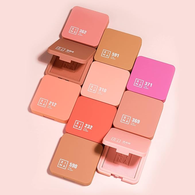 3INA The Blush 504 - Natural, Light Mineral Powder Blush For Sensitive Skin - Blendable, Buildable Rouge - Pigmented, Dewy Glow - Vegan, Cruelty Free, Eco Friendly Makeup - Brown Gold Color - 0.26 Oz