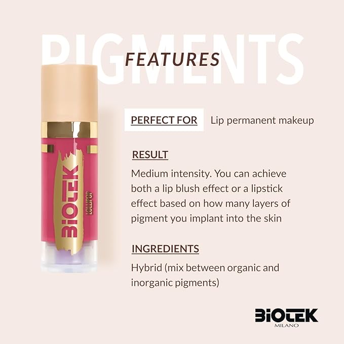 Biotek Lip Pigment for Permanent Makeup - Purple and Pink Color for Lip - Made in Italy - Lollipop 0,61 fl.oz.