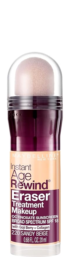 Maybelline Instant Age Rewind Eraser Treatment Makeup with SPF 18, Anti Aging Concealer Infused with Goji Berry and Collagen, Sandy Beige, 1 Count