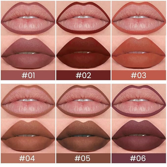 6Pcs Retractable Lipliner Pencil Waterproof Makeup for Lip Liner and Eye Liner, Smooth and Creamy, Long Lasting Matte Finish, Vegan Beauty, Matte Velvet Pigmented Lip Liner (01, 6Pcs)