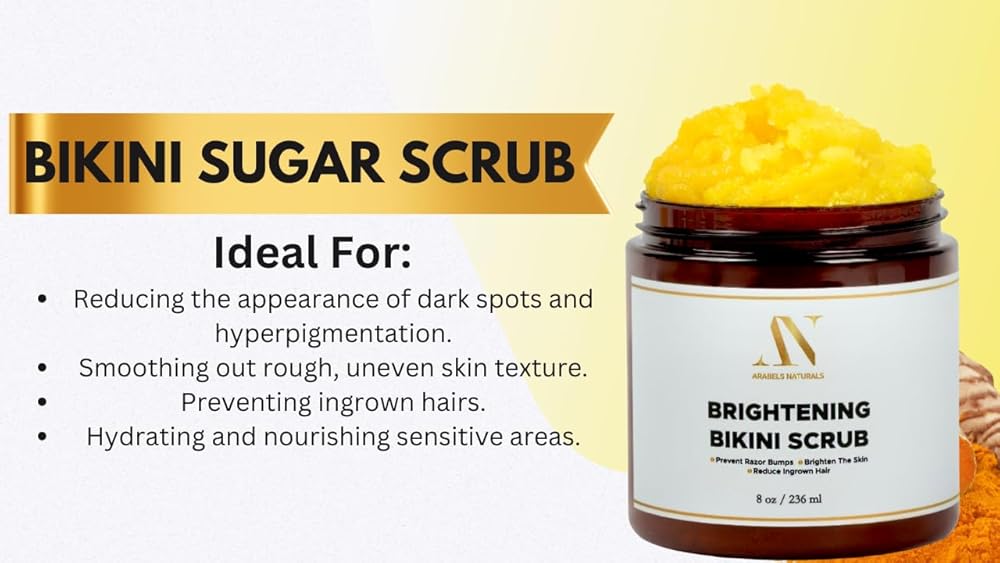 Bikini Area Exfoliator Exfoliating Body Scrub, Brightening Body Exfoliator Exfoliating Scrub, Bump Eraser KP Body Exfoliant Shower Scrub Ingrown Hair Treatment Razor Bump Treatment Body Scrubs 8 OZ