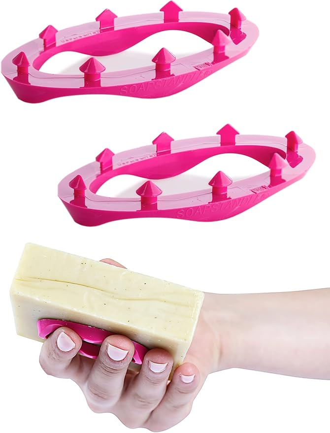 Bar Soap Gripper No Goo or Mess Soap Holder for Bath and Showers 2 Pack, Pink