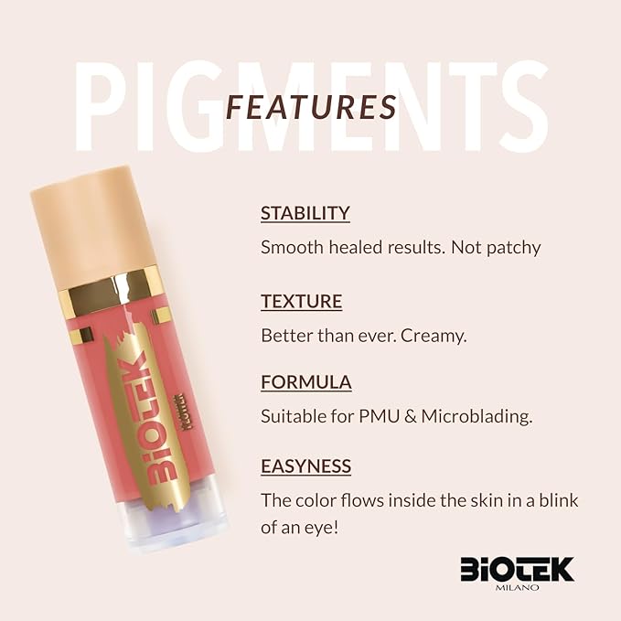 Biotek Lip Pigment for Permanent Makeup - Pink Peach Color for Lip - Made in Italy - Flower 0,61 fl.oz.
