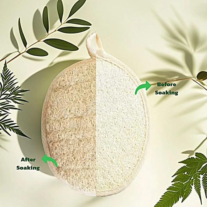 Natural Loofah Exfoliating Body Scrubber, Dual-Sided Shower Loofah Sponge, Bath Shower Loofah Spong for Men and Women, Face and Body Bath Scrubber- 3 Count (1 Pack)