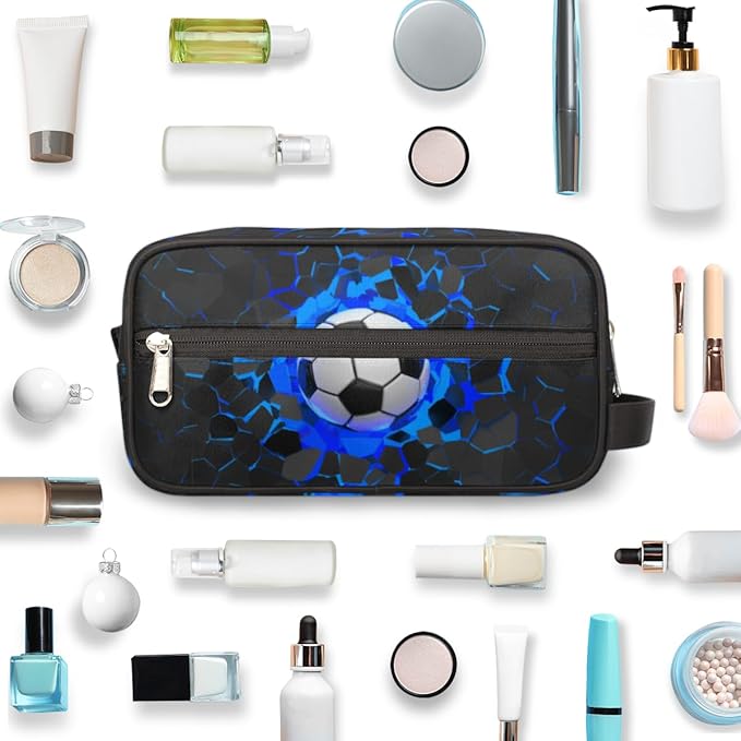 3D Soccer Hanging Toiletry Bag for Boy Men,Travel Cosmetic Bag,Waterproof Makeup Bag,Approved Hygiene Bag Shave Dopp Kit Organizer for Toiletries Shower Bathroom Carry-on Accessories Gifts