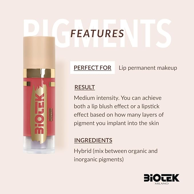 Biotek Lip Pigment for Permanent Makeup - Bright Coral Color for Lip - Made in Italy - Daiquiri 0,61 fl.oz.