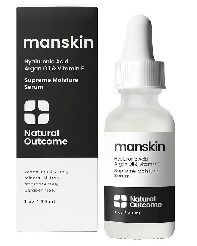 Man Skin Supreme Moisture Serum Mens I Mens Anti-Aging Day & Night Facial Serum I Advanced Moisture Serum with Hyaluronic Acid, Argan Oil & Vitamin E