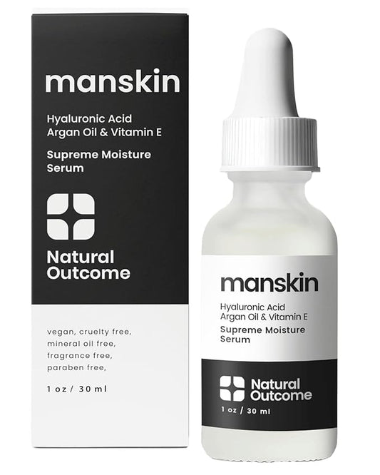 Man Skin Supreme Moisture Serum Mens I Mens Anti-Aging Day & Night Facial Serum I Advanced Moisture Serum with Hyaluronic Acid, Argan Oil & Vitamin E