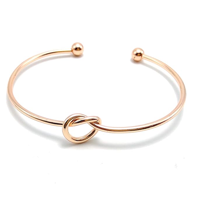 Maid of Honor Champagne Compact Pocket Makeup Mirror with Rose Gold Knot Bracelet and Gift Box for Wedding Proposal Gift