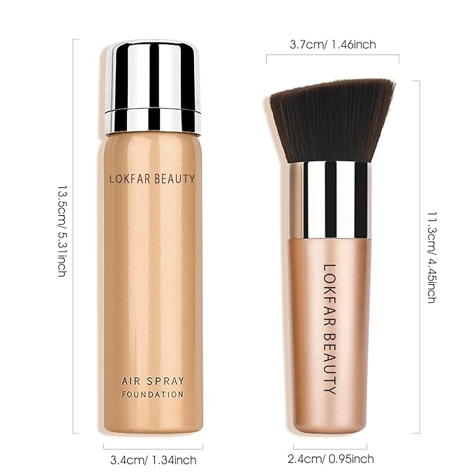 AirBrush Foundation Spray, Silky Mist Spray Makeup Kit with Brush, Full Coverage Foundation for Smooth Radiant Finish, Formula Breathable Lightweight Hydrating | #03 Warm Peach