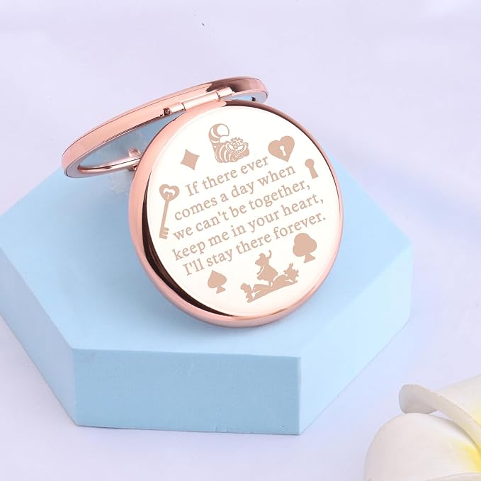 LQRI Cartoon Fans Pocket Mirror Cartoon Cartoon Movie Gift Makeup Mirror Inspiration Gift Friendship Gift (Rose Gold)
