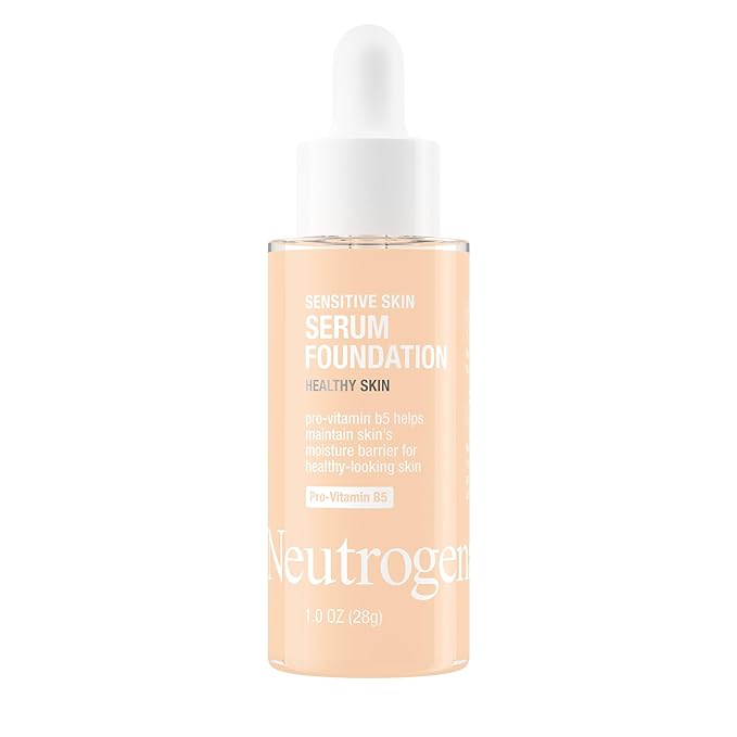 Neutrogena Healthy Skin Sensitive Skin Serum Foundation with Pro-Vitamin B5, Color Correcting & Pore Minimizing Liquid Foundation & Face Serum, Buildable Coverage, Light 01, 1 oz