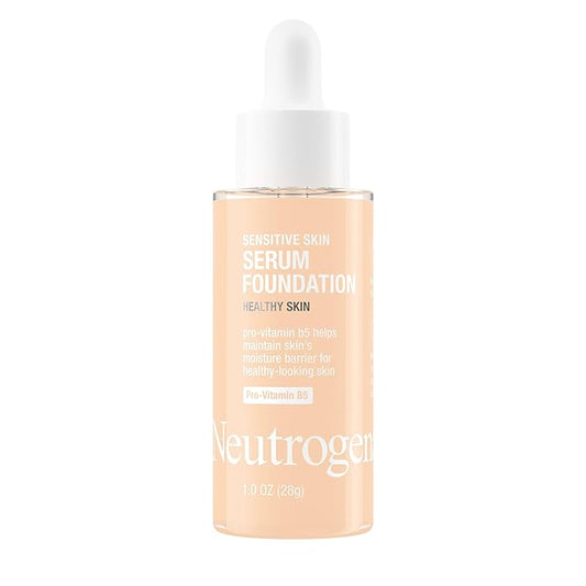 Neutrogena Healthy Skin Sensitive Skin Serum Foundation with Pro-Vitamin B5, Color Correcting & Pore Minimizing Liquid Foundation & Face Serum, Buildable Coverage, Light 01, 1 oz