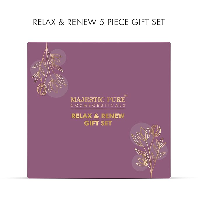 Majestic Pure Mothers Day Gift Set set of 5- (Brazilian Orange oil 1oz, Scented Candle - 50g, Gardenia Hand Cream - 20g, Himalayan Salt Body Scrub - 160g, Gold Face Mask - 100g)