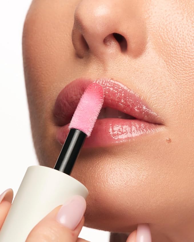 MAKE Beauty Serum Balm Hydrating Lip Oil. Vegan Moisturizing Lip Gloss with Plumping Effect. Lip Treatment Cream for Soft, Smooth, Shiny Lips - Shade, Pink Cerise