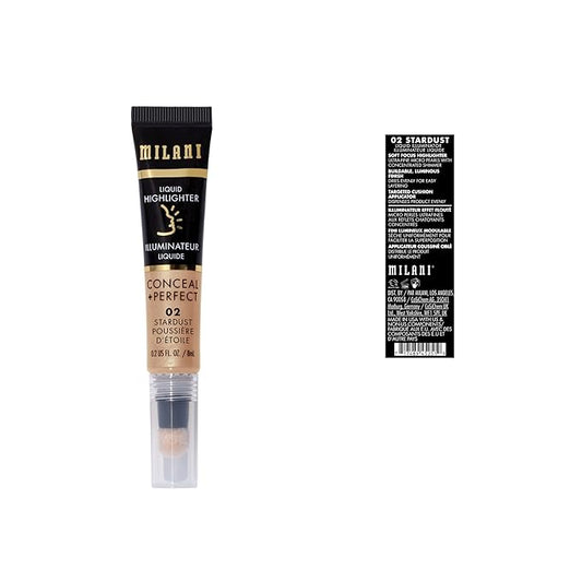 Milani Conceal + Perfect Liquid Highlighter for Added Glow, Face Lift Collection- Stardust