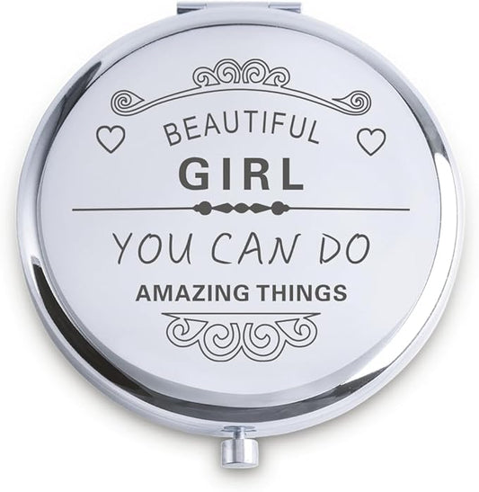 Personalized Gifts for Women Girls, Inspirational Compact Mirrors, 2025 Graduation Gifts for Her, Unique Mothers Day Birthday Gifts for Mom Sister Wife Daughter Niece, Friendship Gifts for Friends