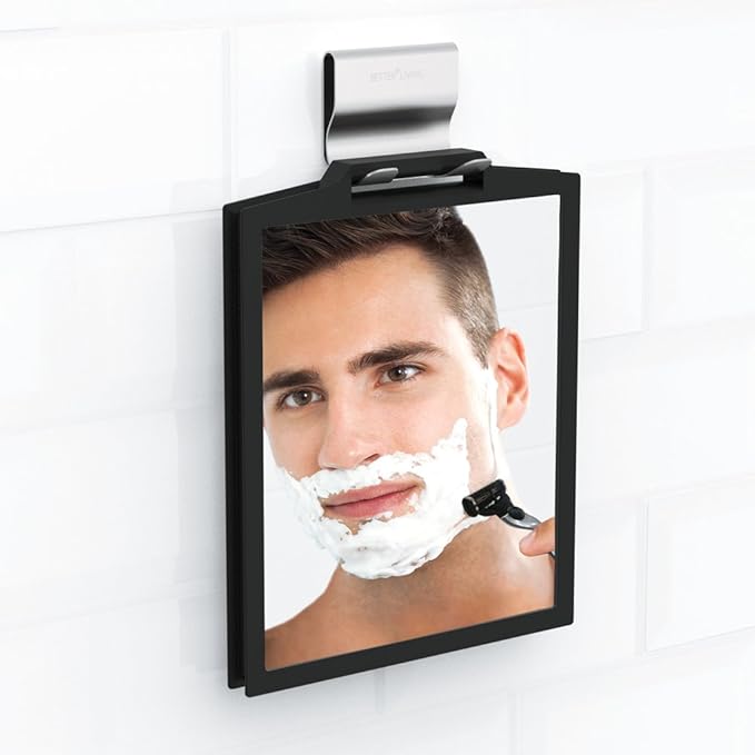 Better Living Products 13546 DOPPIO Double-Sided Shower Mirror, 3X Magnification, Black