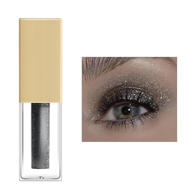 Mysense Liquid Glitter Eyeshadow,Shimmer Liquid Eye Shadow,Creates Multi-Dimensional Eye Glitter Makeup Looks,Quick Drying,Smudge Proof,11 Silver
