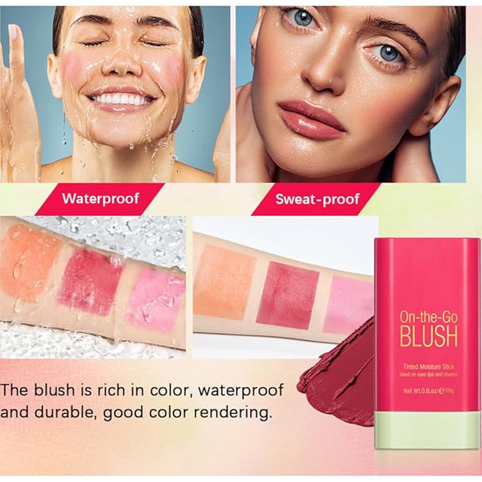 Mysense Pink Cream Blush Stick, Multi-use Makeup Blush for Cheeks Lips Eyes, Natural Matte Finish Waterproof Long-Lasting, 01 Shy Pink