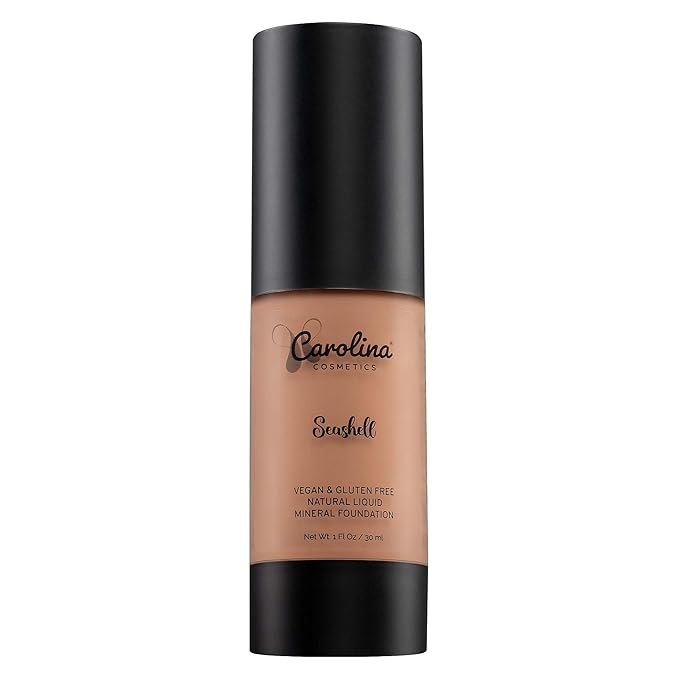 Plant-Based Foundation in Seashell Shade - Hydrating, Pore-Minimizing & Buildable Coverage - Vegan, Non-GMO, Gluten-Free, Paraben-Free- Sun Protection - 1Fl Oz