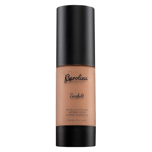 Plant-Based Foundation in Seashell Shade - Hydrating, Pore-Minimizing & Buildable Coverage - Vegan, Non-GMO, Gluten-Free, Paraben-Free- Sun Protection - 1Fl Oz