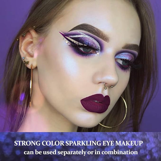 Afflano Minerals Metallic Eyeshadow - Intense Color Shifting Multichrome Sparkling Glitter, Highly Pigmented Electric Purple Duo Chrome Chameleon Eyemazing Effect