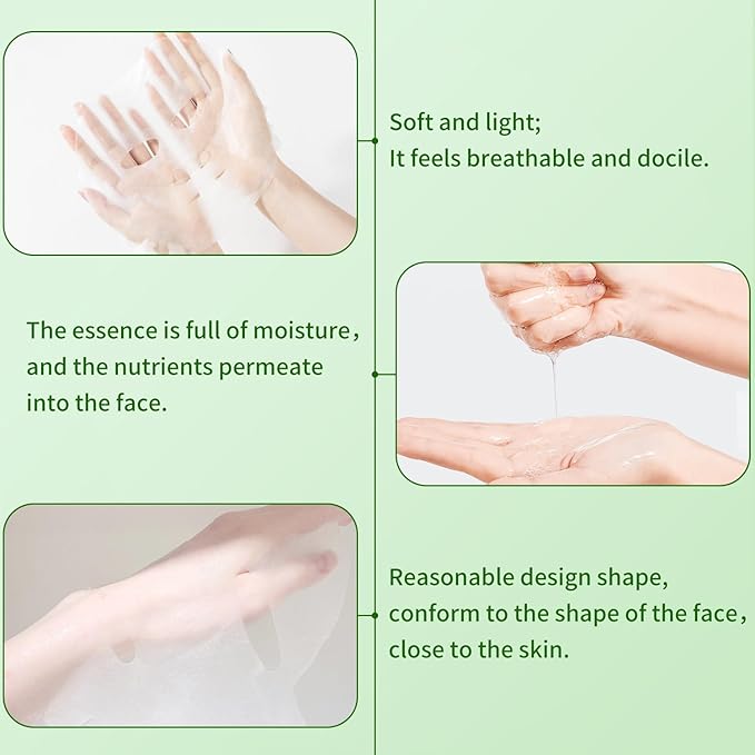 Aloe Vera Face Mask,Hydrating Face Masks Skincare For Dry, Oily,Sensitive Skin,Aloe Facial Skincare Sheet For Moisturizing, Soothing, Calming, Sun Care,Acne, Facial Masks for Women Skin Care 10-Pack