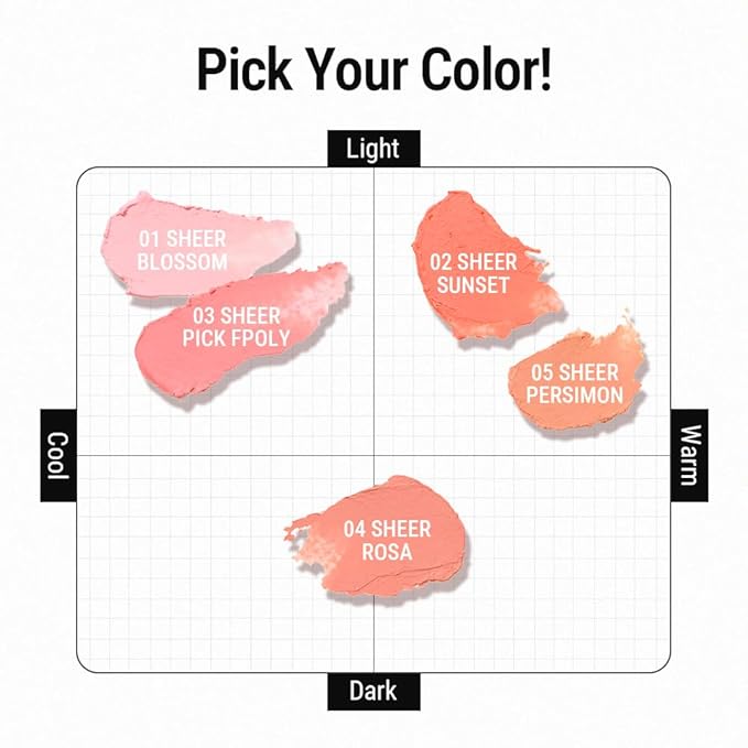 SHEER STICK BLUSH, 3 in 1 Multi stick, moisturizing, creamy, lightweight, versatile, easy to use on the go, blends effortlessly, 6g 0.2 Oz (01 BLOSSOM, 0.2 Oz)