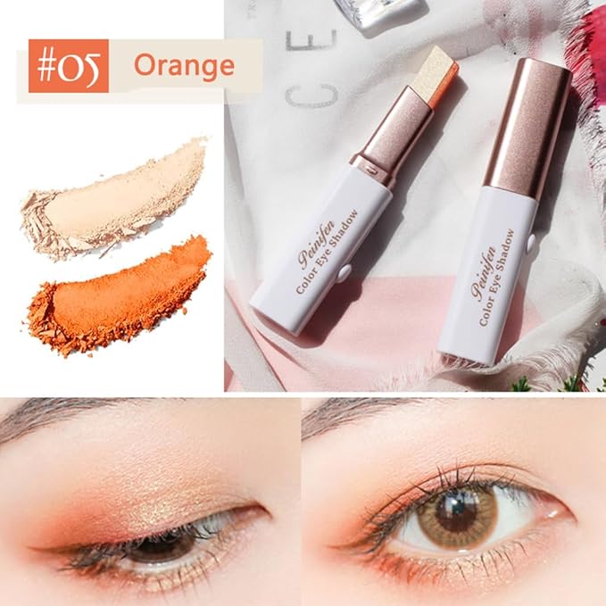 6 Colors Glitter Eyeshadow Stick,Double Colors Shimmer Eye Shadow Stick Gradient Eye Makeup (04,05,06