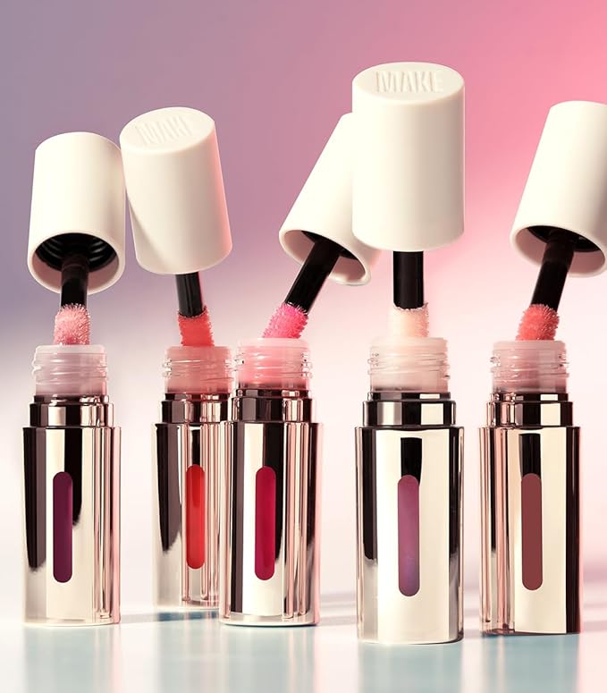 MAKE Beauty Serum Balm Hydrating Lip Oil. Vegan Moisturizing Lip Gloss with Plumping Effect. Lip Treatment Cream for Soft, Smooth, Shiny Lips - Shade, Lilac Layer