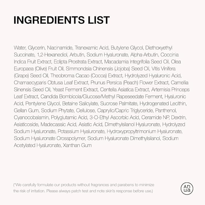 ANUA Niacinamide 10 + TXA 4 Serum, Hyaluronic Acid, Tranexamic acid, Facial Serum for Glass Skin, Clarifying, Radiant Complexion with Natural Color, Korean Skin Care (30ml /1.01 fl.oz)