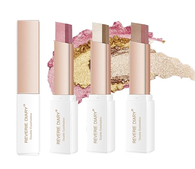 6 Colors Glitter Eyeshadow Stick,Double Colors Shimmer Eye Shadow Stick Gradient Eye Makeup (01&02&03)