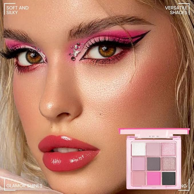 9 Colors Blue Smoky Matte Shimmer Eyeshadow Palette for Eye Makeup,High Pigmented Brown Purple Eye Shadow Primers Powder Palet de sombras de ojos