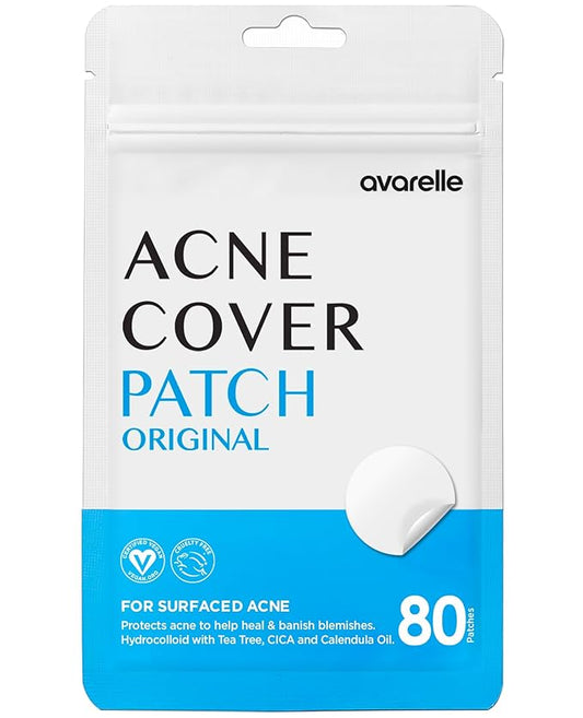 AVARELLE Pimple Patches for Face | Hydrocolloid Acne Patches for Covering Blemishes | FSA HSA Zit Patches with Tea Tree, Calendula, & Cica | HSA Store Eligible Items (10-14 mm, 80 Count)