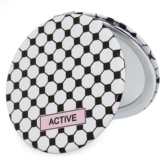 Cheap Small Compact Mirror, Round 2.8” Metal Frame PU ClothLines Style Double Sided Mini Magnifying 1X/3X Mirror for Purse Compact Travel Mirror (ClothLines03)